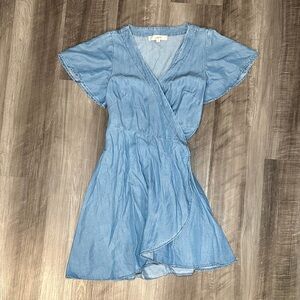 LOFT Lyocell Chambray Wrap Dress - 0